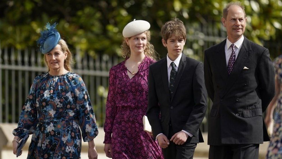 The Earl and Countess of Wessex with their children Lady Louise Windsor and James, Viscount Severn