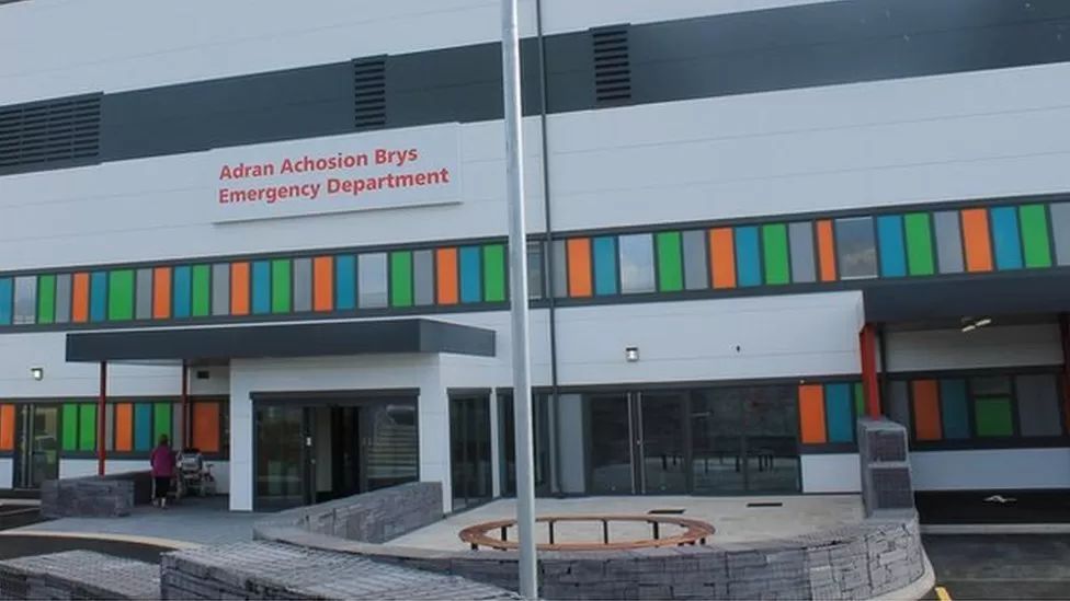 Front of A&E department at Glan Clwyd Hospital in Denbighshire