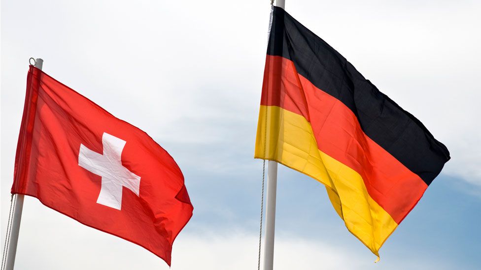 The Swiss and German flags