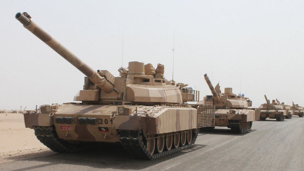 French-made Leclerc tanks outside Aden, Yemen