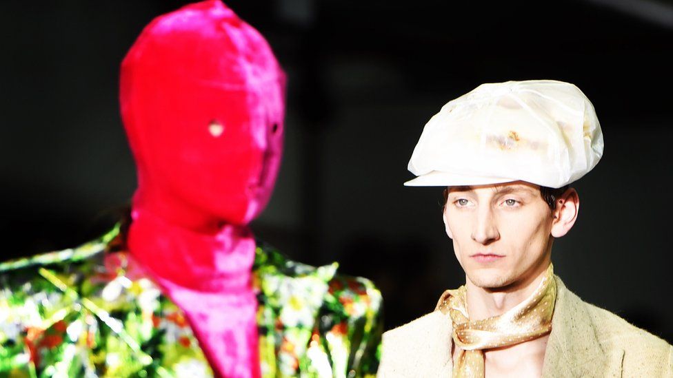 Two male models at London fashion Week