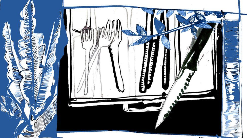 Illustration depicting a kitchen knife