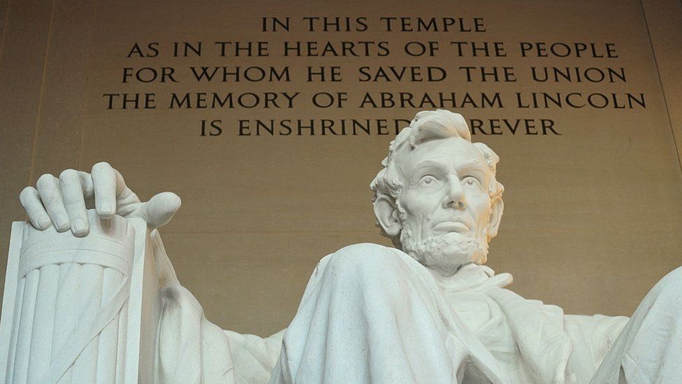 Statue of Abraham Lincoln is seen at the Lincoln Memorial