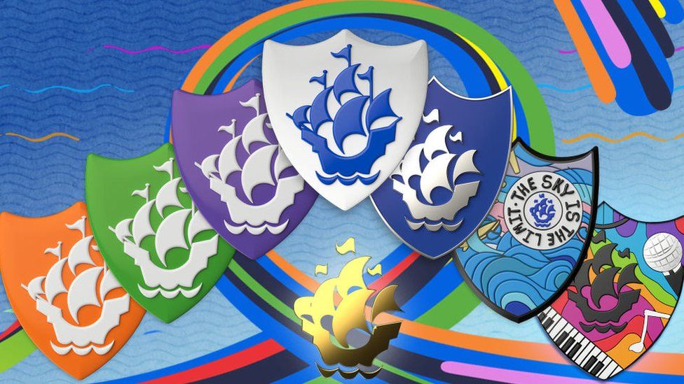 Graphic of blue peter badges