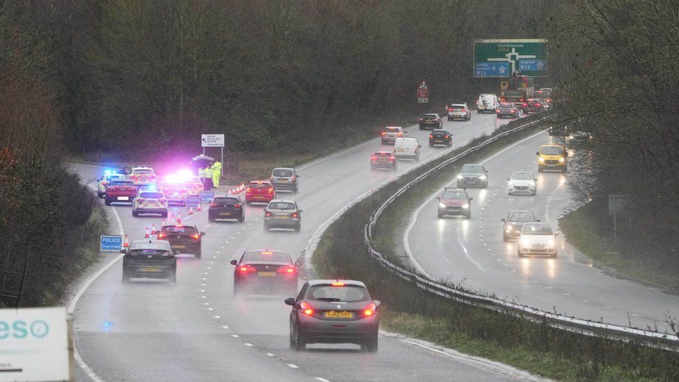 The slip road in Crawley where the collision happened