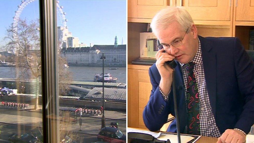 Mark Tami in his office and view of the Thames