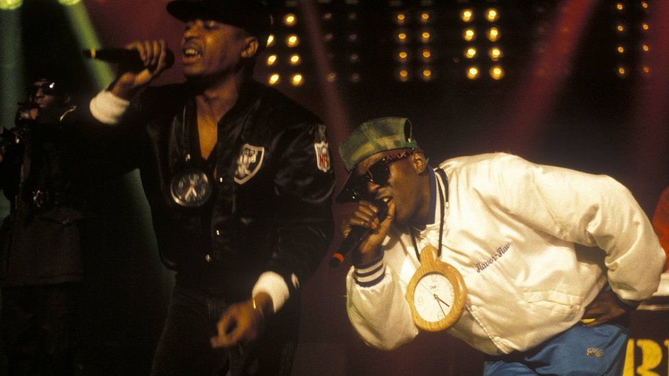 Chuck D and Flavor Flav of Public Enemy performing at the Montreux Jazz Festival in 1988