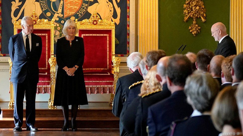 The King receives condolences from Northern Ireland's Assembly speaker