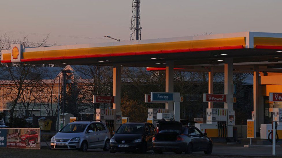 Image shows petrol station