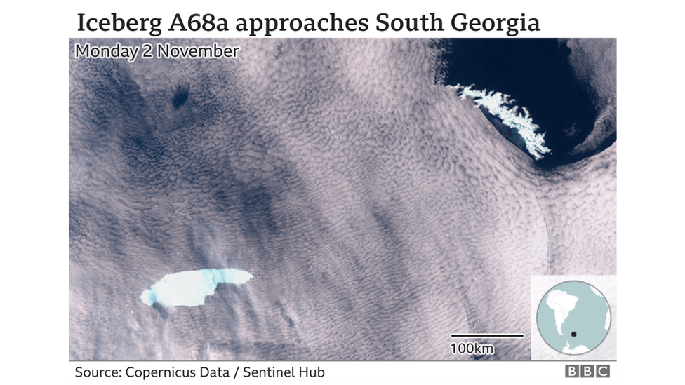 Satellite image of iceberg