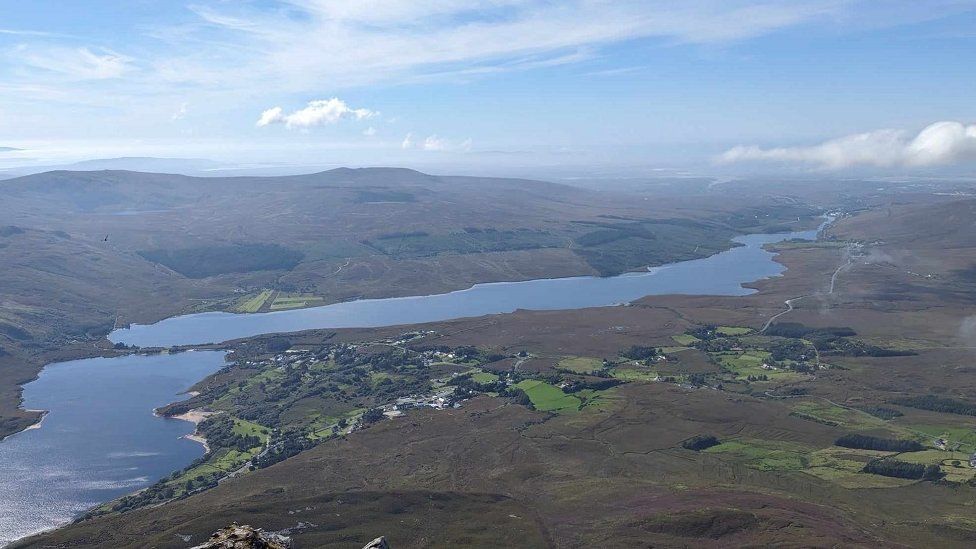 The view of Dunlewey Lough from the summit of Mount Errigal