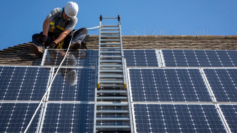 Work on solar panels