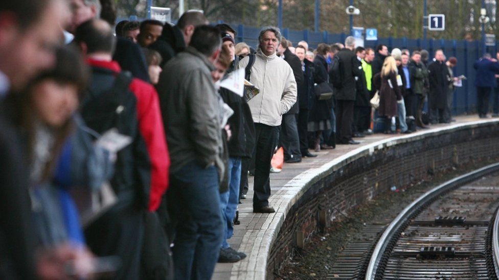 Commuters at a railway station