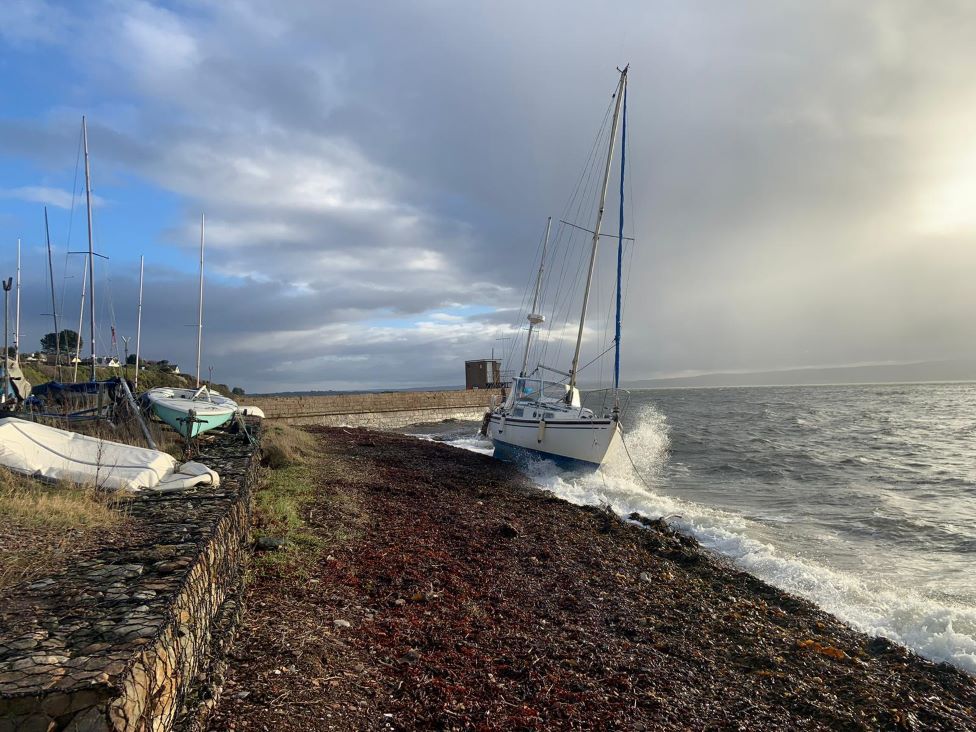 Yacht blown ashore at Fortrose