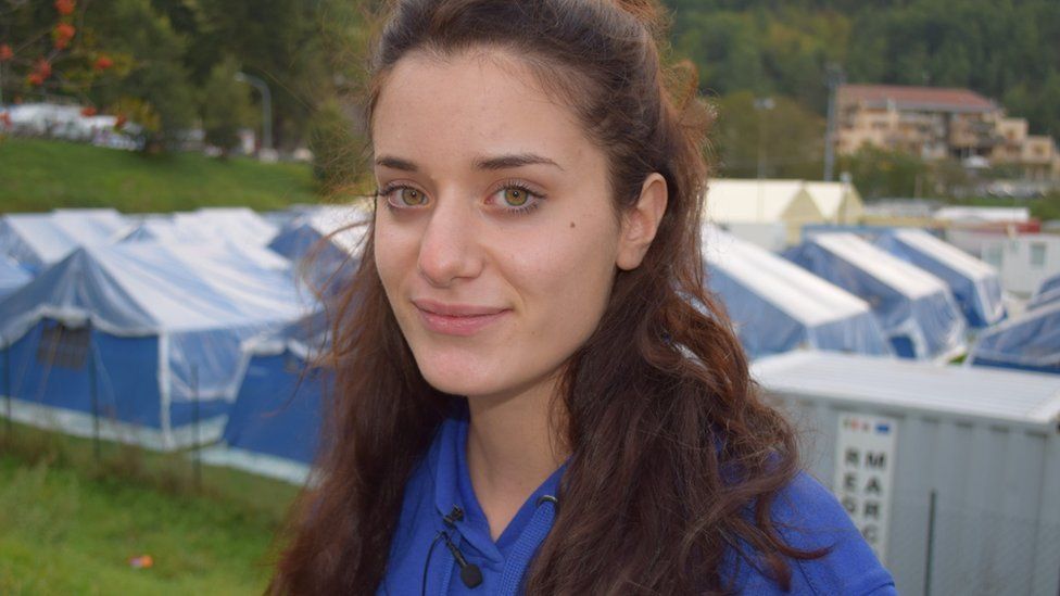 Gaia Paolini at the Arquata relief camp, 26 September