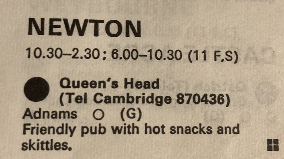 Good Beer Guide pub entry from the 1970s