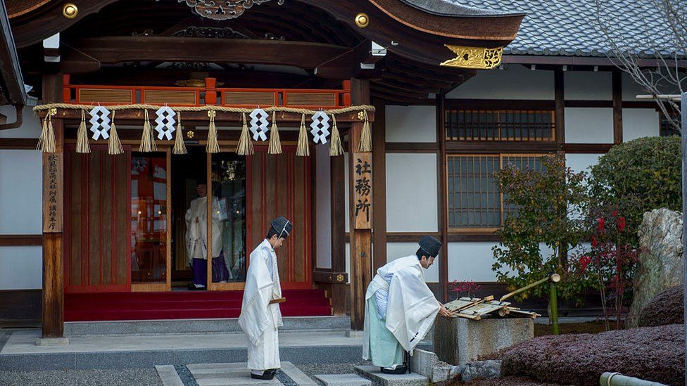 Shinto priests in Japan
