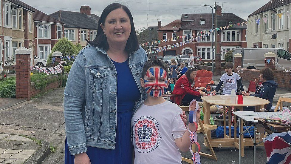 Emma Gammon and boy at street party