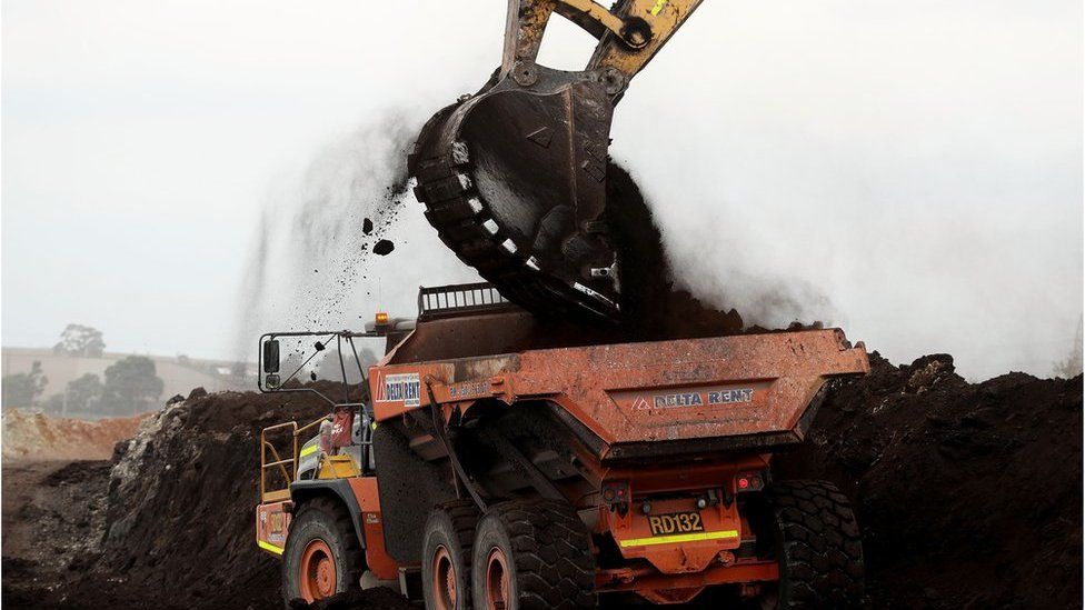 Truck being loaded with coal in Australia