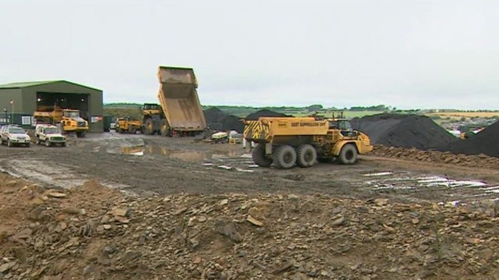 Trucks at the site