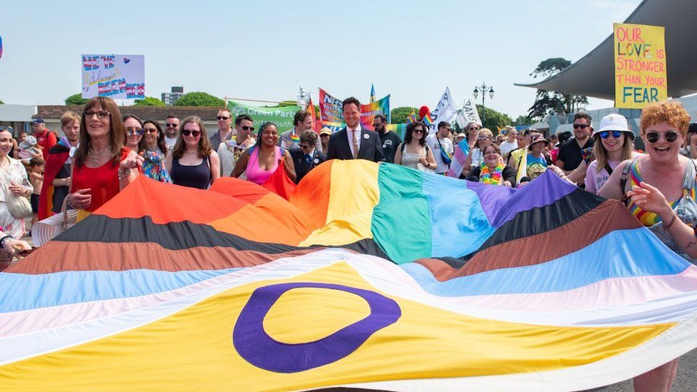 Portsmouth MP Stephen Morgan with pride flag