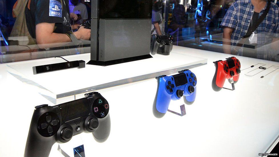 A PS4 console and controllers