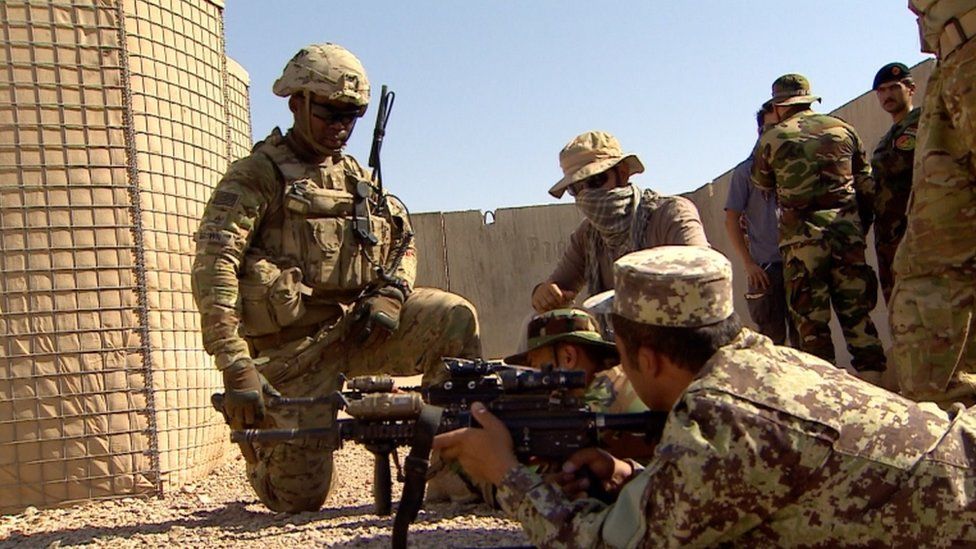 US troops training the Afghan Army 215th Corp in Helmand, July 2016
