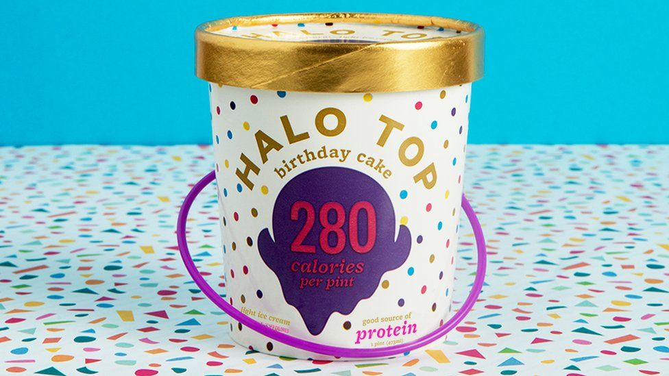 A tub of Halo Top ice cream