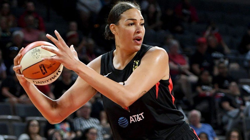 Liz Cambage playing for the Las Vegas Aces in August 2019