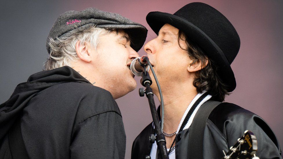 Pete Doherty and Carl Barat of The Libertines at Glastonbury