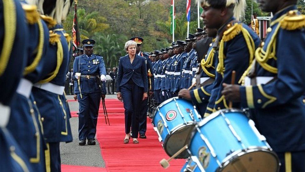 Prime Minister Theresa May arrives at the State House in Nairobi, to meet the President of Kenya Uhuru Kenyatta