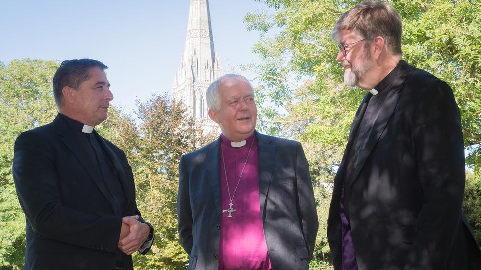 Dean of Jersey the Very Reverend Mike Kierle, the Bishop of Salisbury the Right Reverend Nicholas Holtam and Dean of Guernsey the Very Reverend Tim Barker