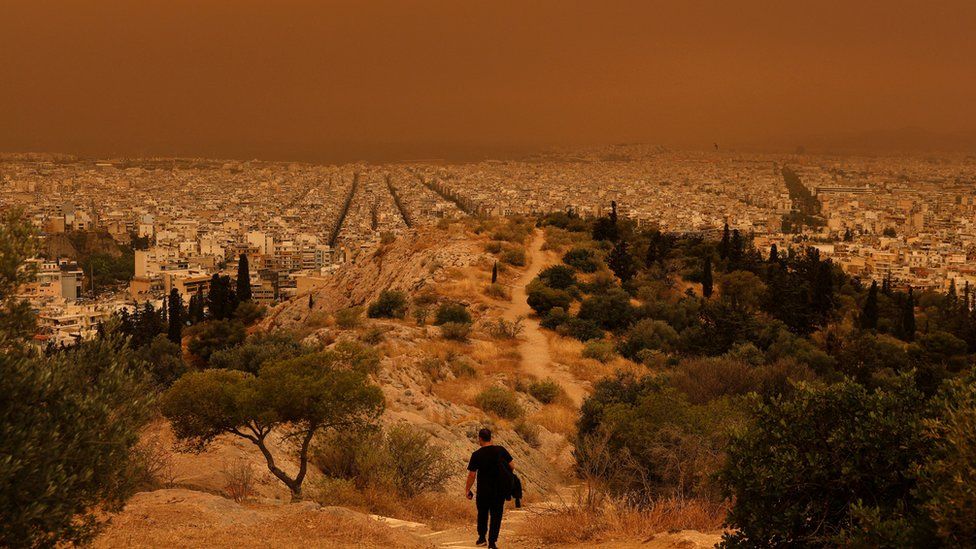 Why has the sky above Athens turned orange? - BBC Newsround