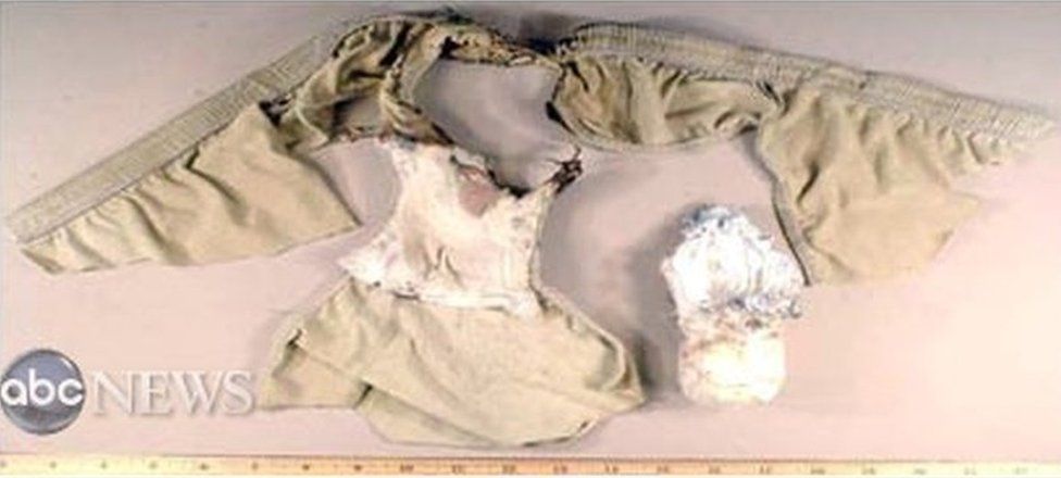 Handout US government image provided by ABC news shows the underwear bomb worn by Umar Farouk Abdulmutallab (28 December 2009)