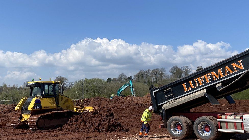 Soil is levelled at PV site in Torquay
