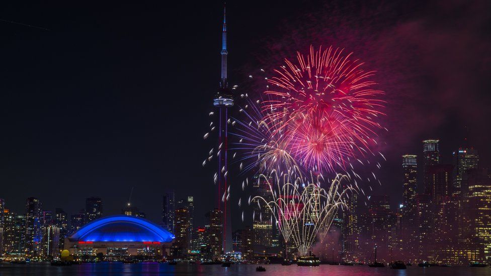 Fireworks are launched as part of the celebrations to mark Canada's 150th birthday in Toronto, Canada, 01 July 2017