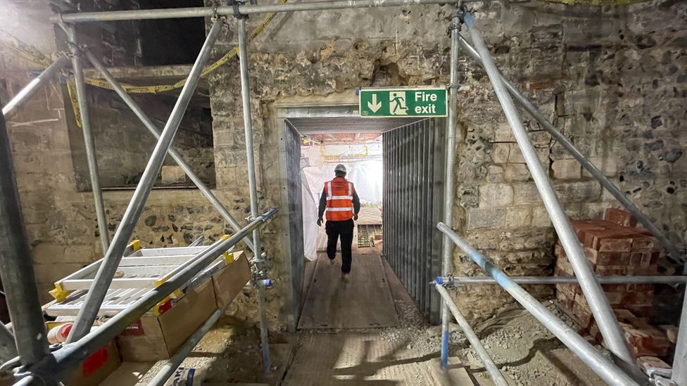 The under construction Keep at Norwich Castle