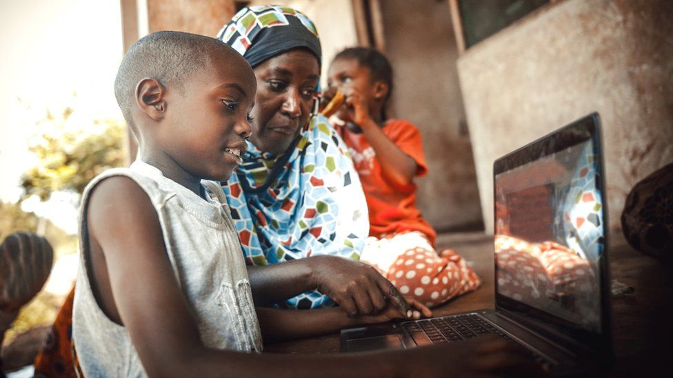 A child using a computer in South Africa