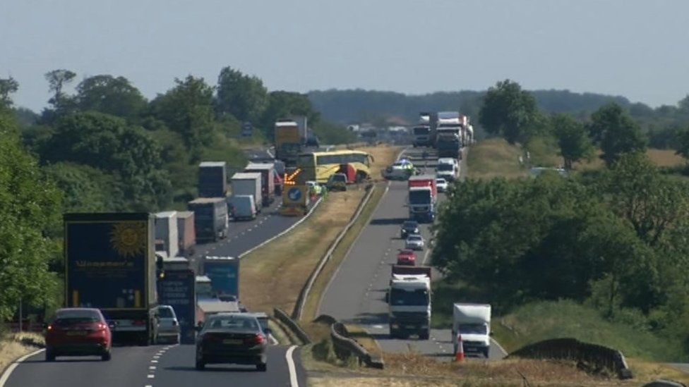 Scene of the crash on the A1 near Colsterworth
