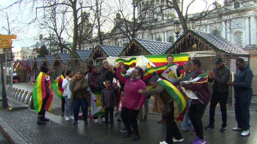 Robert Mugabe Singing And Dancing At Belfast Protest Bbc News 5751