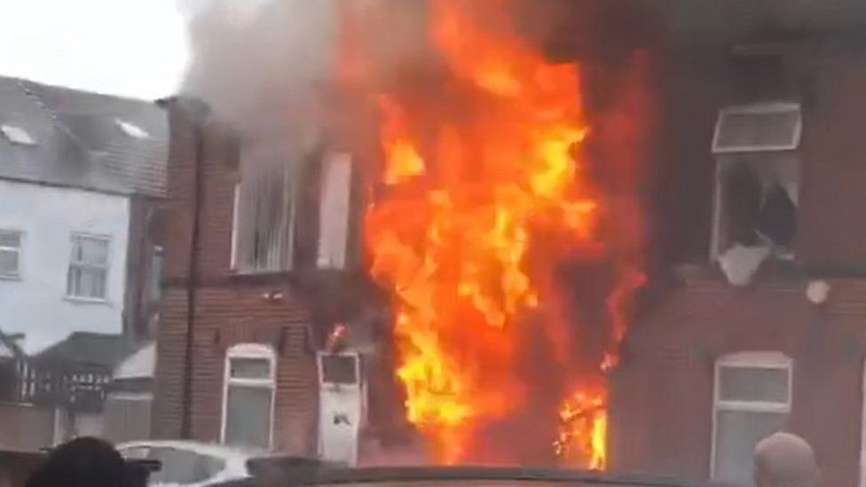 Fire at house in Bury after explosion