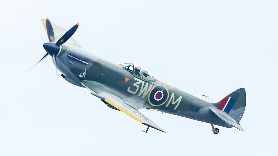 The Spitfire pictured over Ilkeston