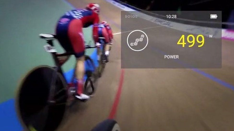 Heads-up display of track cyclist