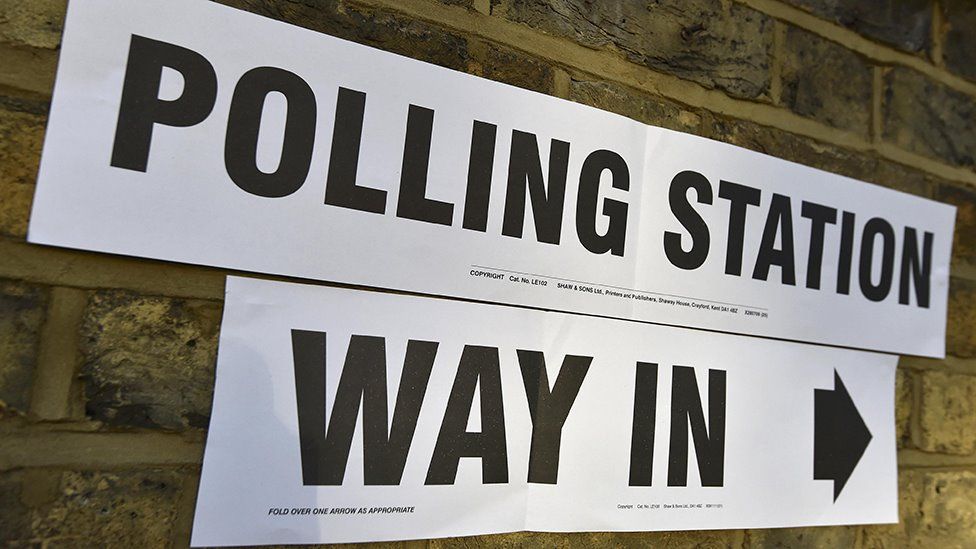 Polling station sign