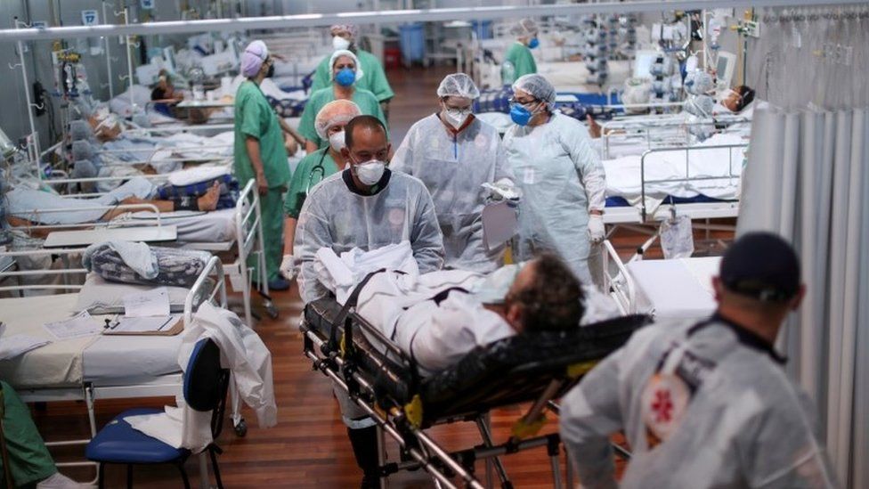 Field hospital treating Covid patients in Sao Paulo, Brazil in April