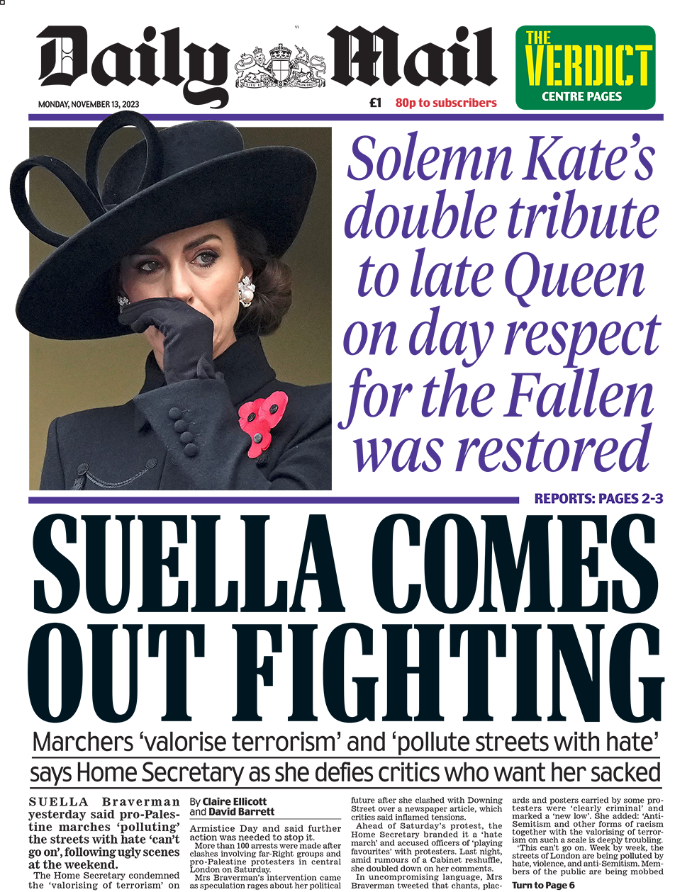 “Suella del duke luftuar”, shkruan Daily Mail.