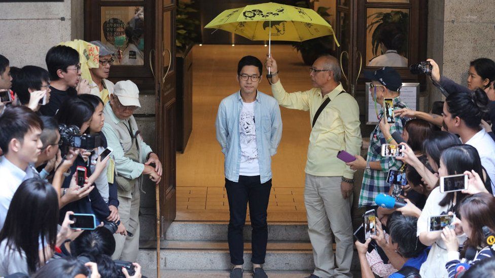 Image shows Nathan Law released on bail