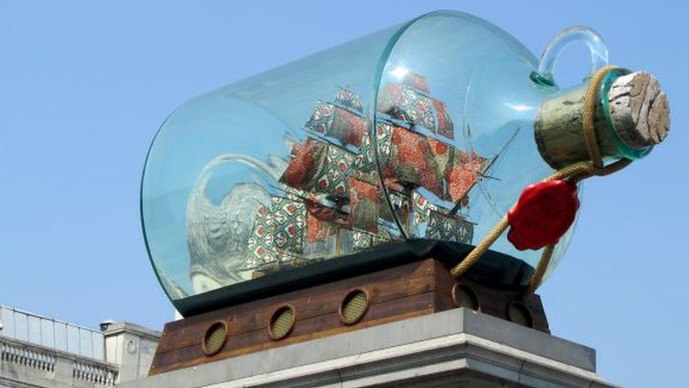 The artwork Nelson's Ship in a Bottle by artist Yinka Shonibare on the Fourth Plinth