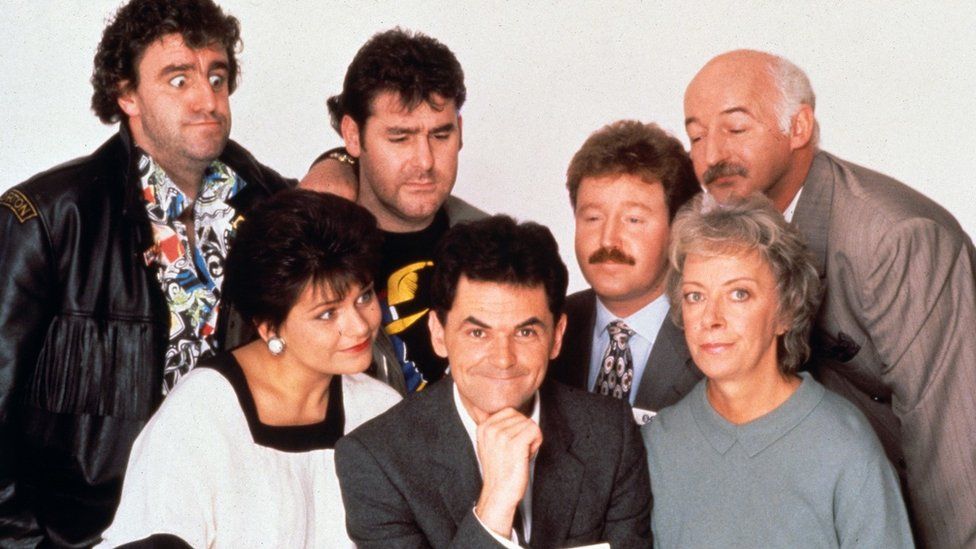 Andy Gray, second from the left in the back row, starred as "Chancer" in the hit 1980s comedy show "City Lights"