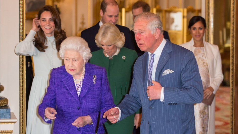 The Queen, plus Prince Charles' two sons and their wives were at the event